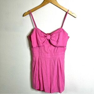 Altar'd State barbiecore coquette  Pink Bow Detail romper M girlhood core linen